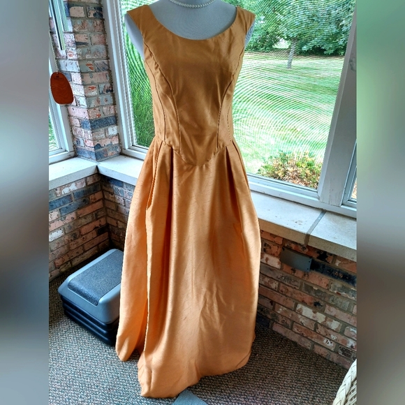 Vintage Dresses & Skirts - Exquisite Gold Silk Gown M handmade vintage costume base